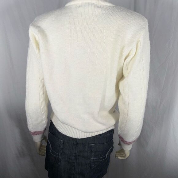 Vintage Alfred Dunner Floral Embroidered Sweater Cream Mock Neck Made in Hong Ko - Picture 7 of 16